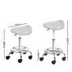 Saddle PU Swivel Salon Stool - White