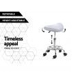 Saddle PU Swivel Salon Stool - White