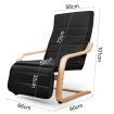 Birch Bentwood Adjustable Lounge Arm Chair with Fabric Cushion - Black