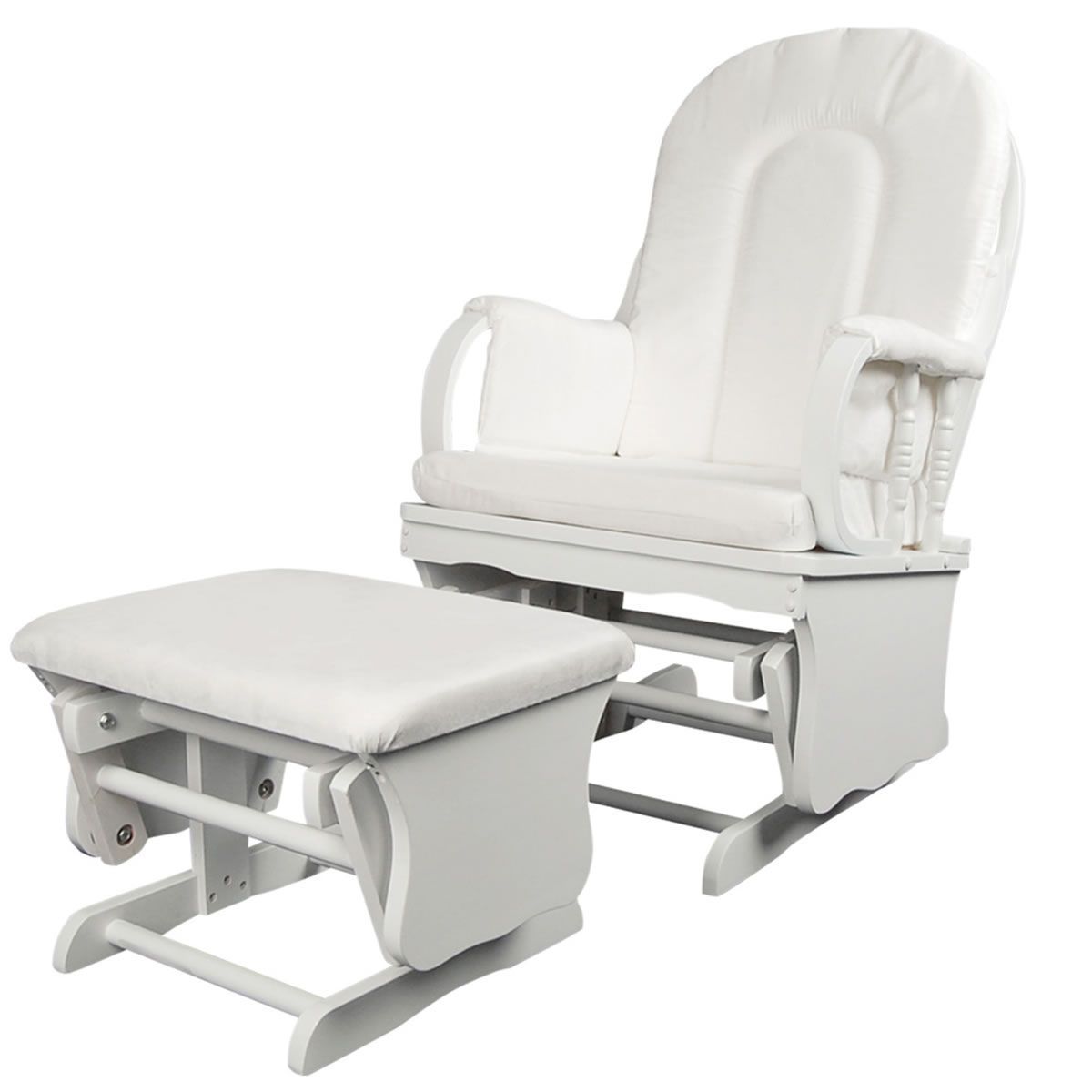 Baby Breast Feeding Sliding Glider Chair with Ottoman White Crazy Sales