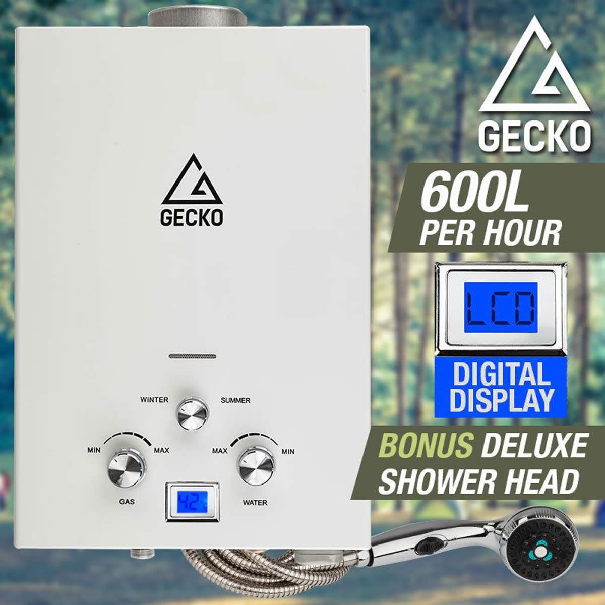 Gecko Gas Hot Water Heater Portable Camping Shower