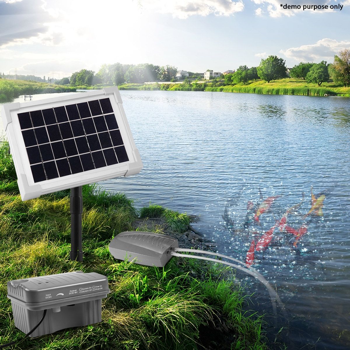 Solar Powered Air Pump for Pond Oxygenation