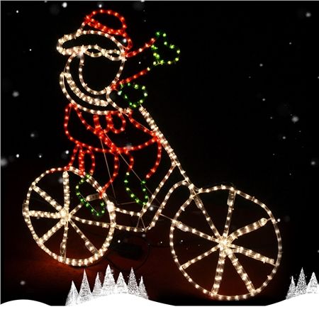 santa on bicycle christmas lights