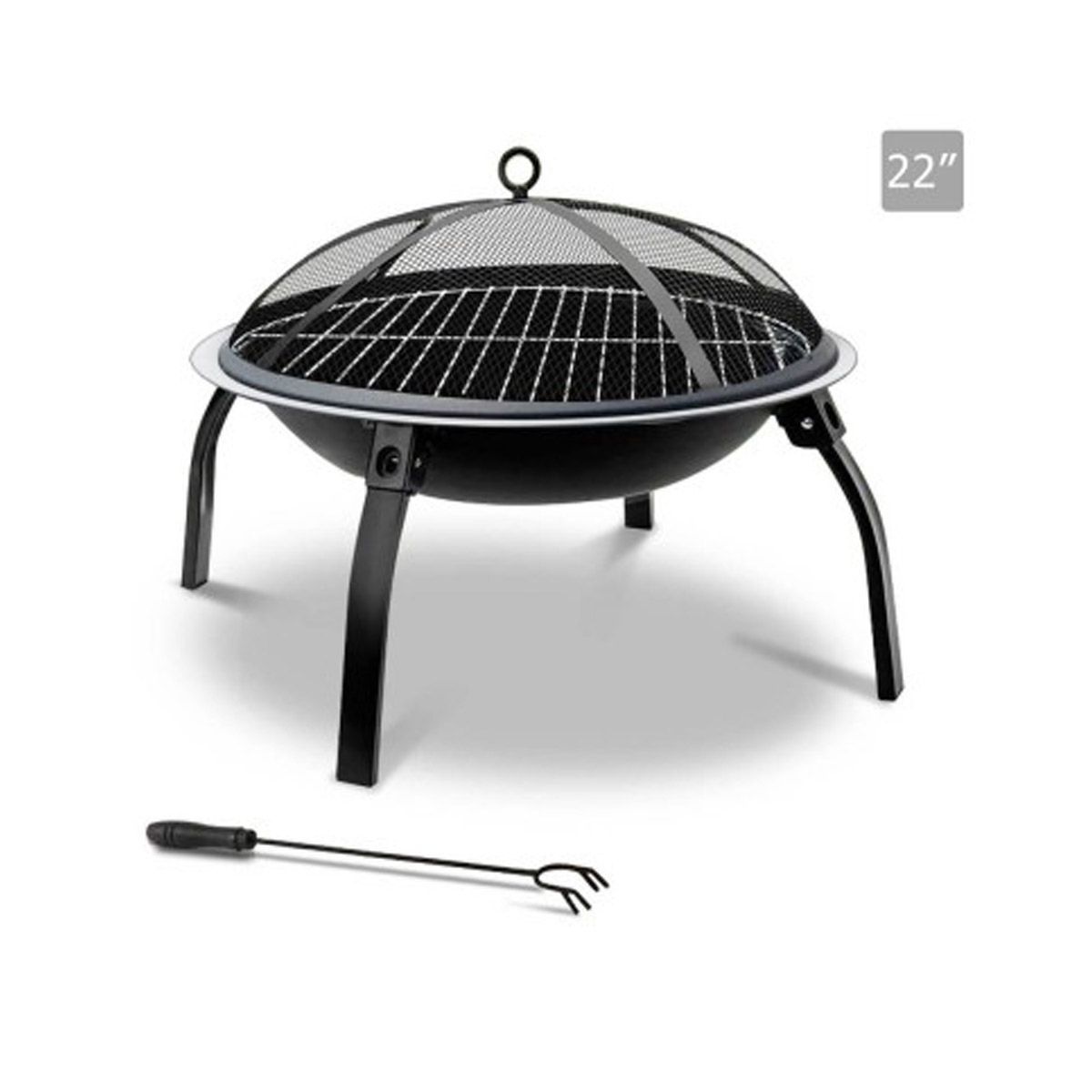 Fire Pit BBQ Charcoal Smoker Portable Outdoor Camping Pits Patio Fireplace 22"