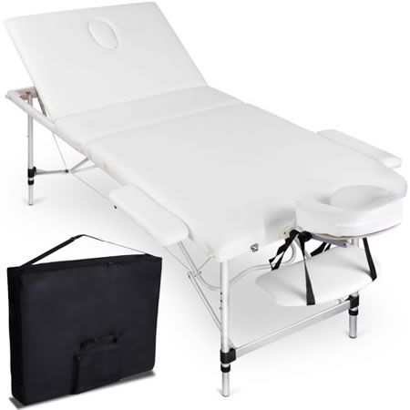 Zenses Massage Table 75cm 3 Fold Aluminium Beauty Bed Portable Therapy White