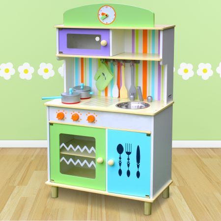 Multi Colour Wooden Toy Kitchen Set   101241 551757 F 