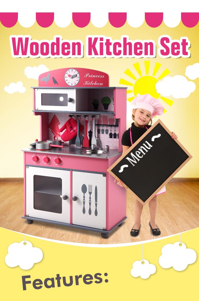 Pink Wooden Toy Kitchen Set Crazy Sales