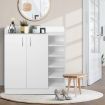 Artiss Shoe Rack Cabinet 21 Pairs Adjustable Shelves White Clair