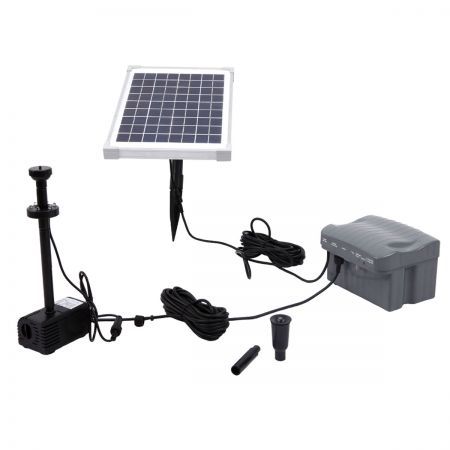 10W Solar Water Fountain Pump LED Timer Pond Pool Kit