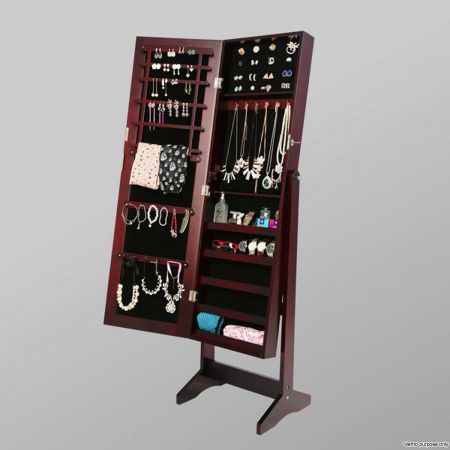 Mirror Jewellery Cabinet Storage Organiser Walnut Crazy Sales