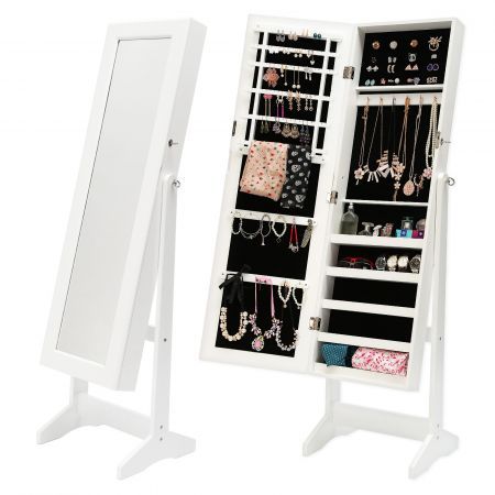 Mirror Jewellery Cabinet Storage Organiser LUVO 146cm WHITE