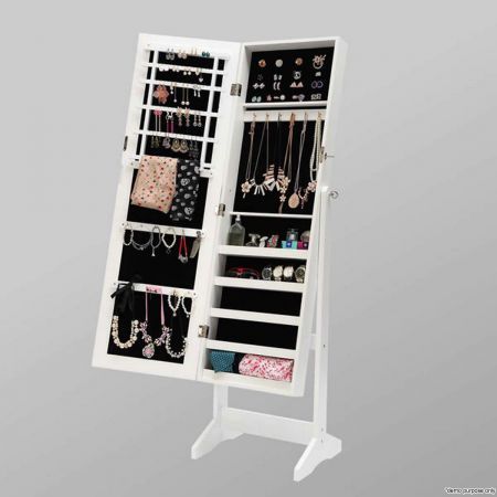 Mirror Jewellery Cabinet Storage Organiser White Crazy Sales