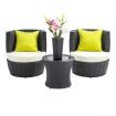 Stackable 4 pcs Black Wicker Rattan 2 Seater Outdoor Furniture Set - Grey