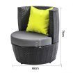 Stackable 4 pcs Black Wicker Rattan 2 Seater Outdoor Furniture Set - Grey