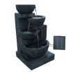 Gardeon Solar Water Feature with LED Lights 4-Tier Blue 72cm