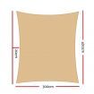 Instahut Waterproof Shade Sail 3x4m Rectangle Sand 95% Shade Cloth