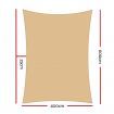 Instahut Waterproof Shade Sail 4x6m Rectangle Sand 95% Shade Cloth