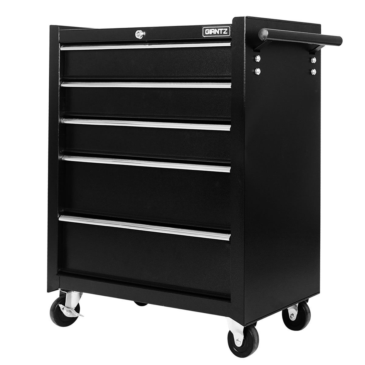 Giantz 5 Drawer Tool Box Cabinet Chest Trolley Box Garage Storage Toolbox Black