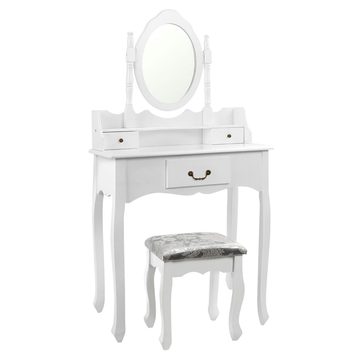 3 Drawer Dressing Table with Mirror - White