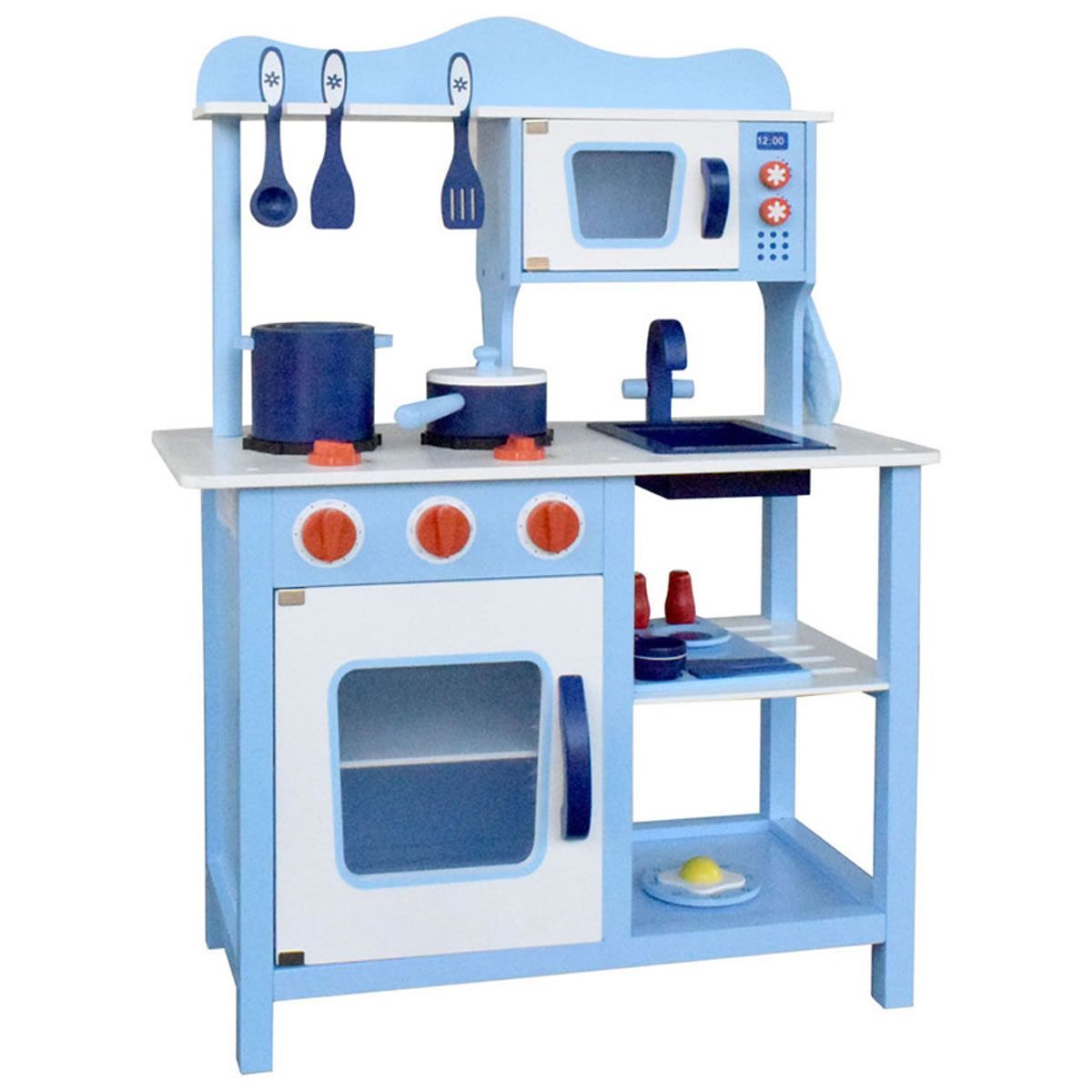 Children Wooden Kitchen Play Set Blue