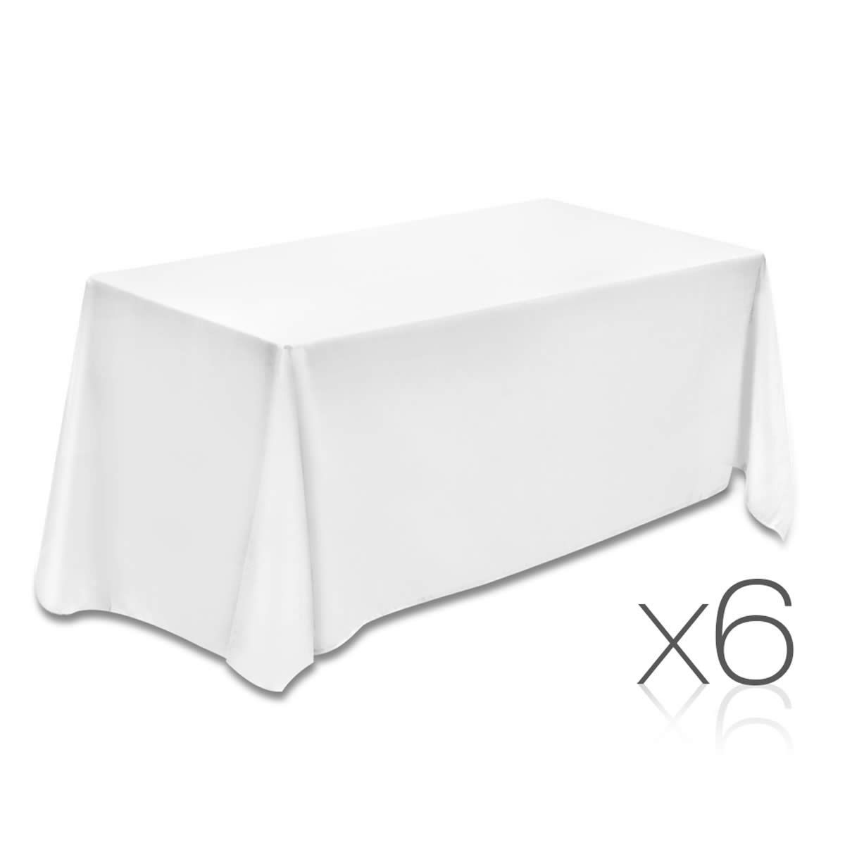 Set of 6 Table Cloths White 137 x 244cm