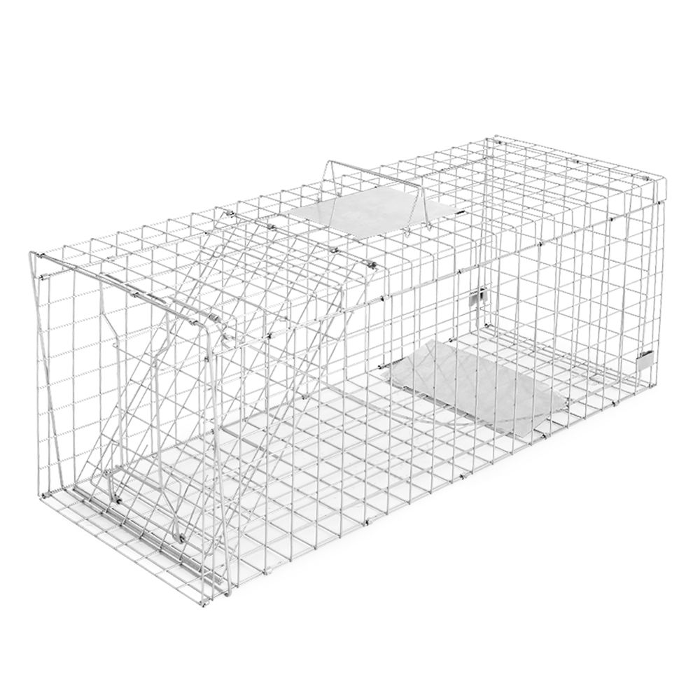 Humane Animal Trap Cage 108 x 40 x 45cm - Silver