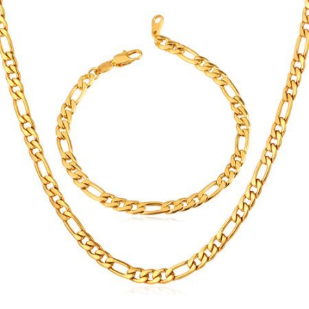 chunky figaro 4mm 55cm u7 18k filled inches bracelet chain necklace gold