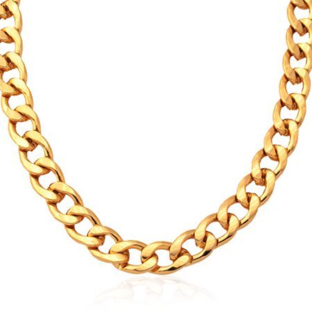 Hiphop Necklace Gold Plated Figaro 