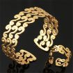 U7 18K Gold Plated S Vintage Bangle Ring Set Cuff Bracelet Jewelry Gift