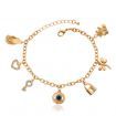 U7 Lucky Eye Heart Fancy Charms Bracelet Bangle 18K Gold Plated Jewelry for Women