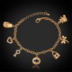 U7 Lucky Eye Heart Fancy Charms Bracelet Bangle 18K Gold Plated Jewelry for Women