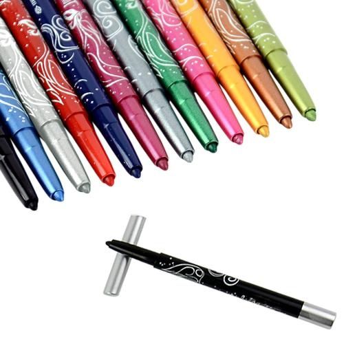 12 Colors Rotating Cosmetic Makeup Eyeliner Eye Shadow Eyebrow Pencils