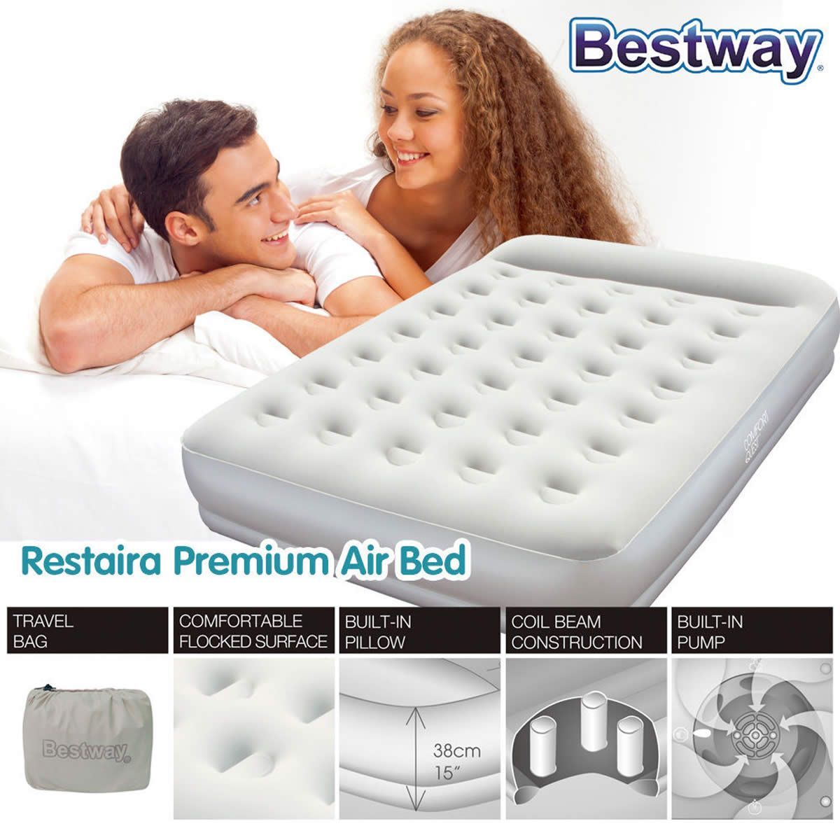 Bestway Luxury Queen Air Bed Inflatable Mattress with Built in Electric