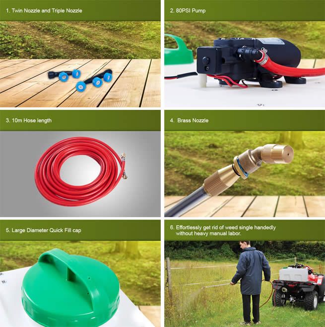 50L ATV Weed Sprayer Spray Tank Unit Garden Water Pump Crazy Sales