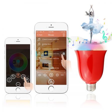Smartphone Controlled RGBW Color Changing Xmas Parties LED Lamp Speaker -Red