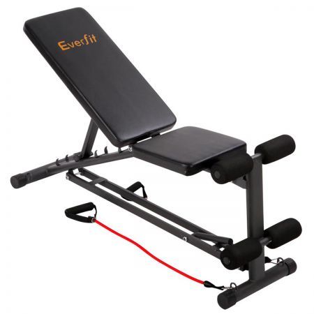FID Flat Adjustable Bench 150kg with Resistance Bands