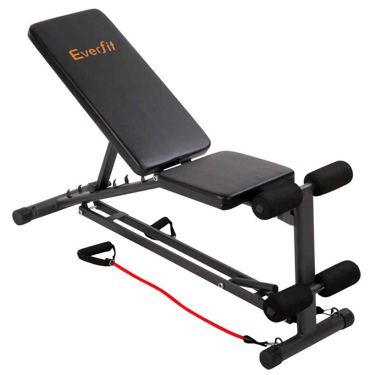 FID Flat Adjustable Bench 150kg with Resistance Bands