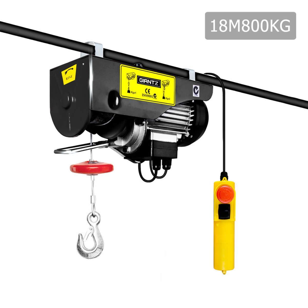 Giantz Electric Hoist Winch 400/800KG Cable 18M Rope Tool Remote Chain Lifting