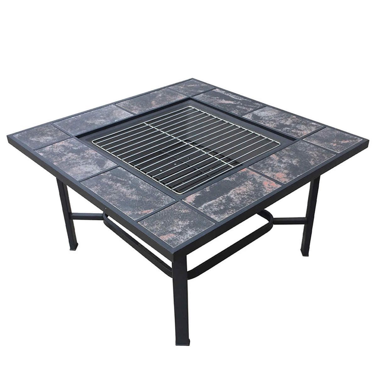 Outdoor Fire Pit BBQ Table Grill Fireplace with Ice Tray Crazy Sales