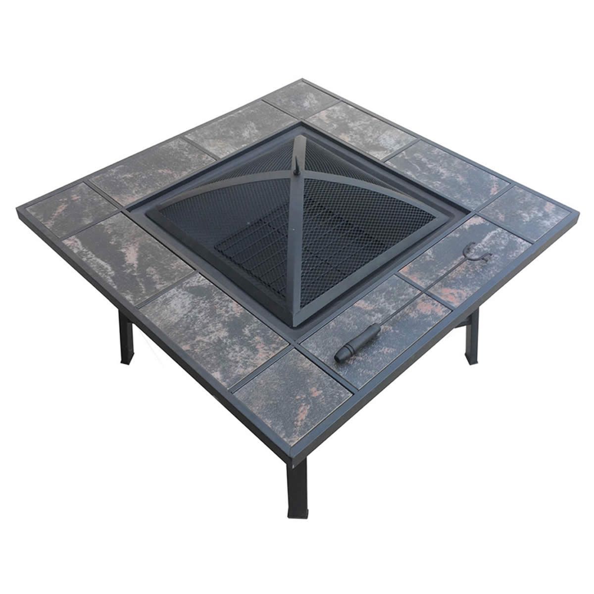 Outdoor Fire Pit BBQ Table Grill Fireplace with Ice Tray Crazy Sales