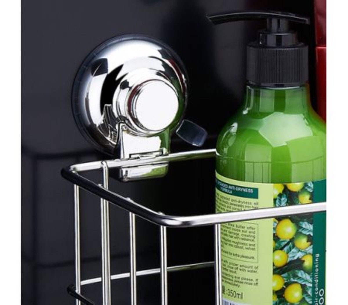 Suction Stainless Steel Shower Shelf Storage with Rotate & Lock Suction