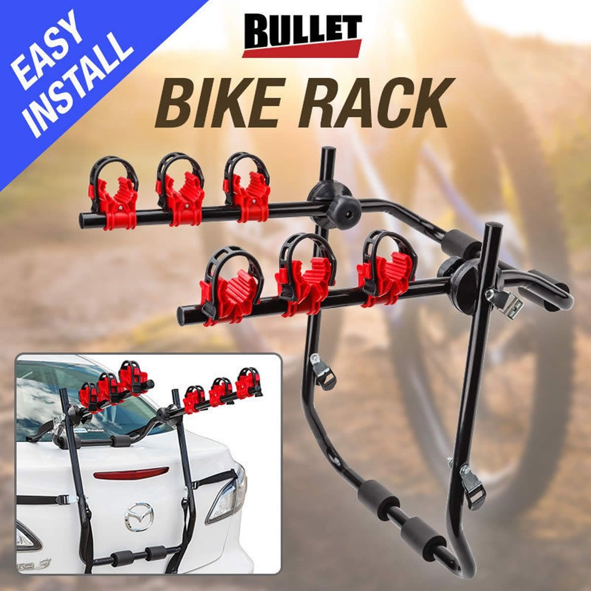 Bullet Car Bike Rack - x3 Rear Bicycle Mount