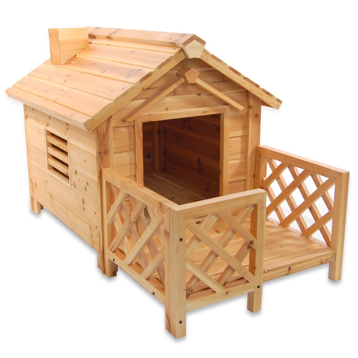 Luxury Wooden Dog House Kennel with Porch For Indoor/Outdoor
