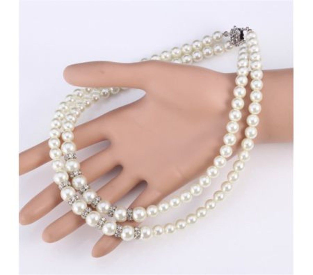 U7 Synthetic Pearl Beads Luxury Women's Fancy Choker Collar Necklace White