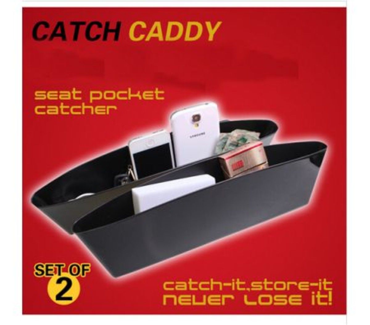 2Pc Catchcaddy Car Seat Pocket Catcher White Crazy Sales