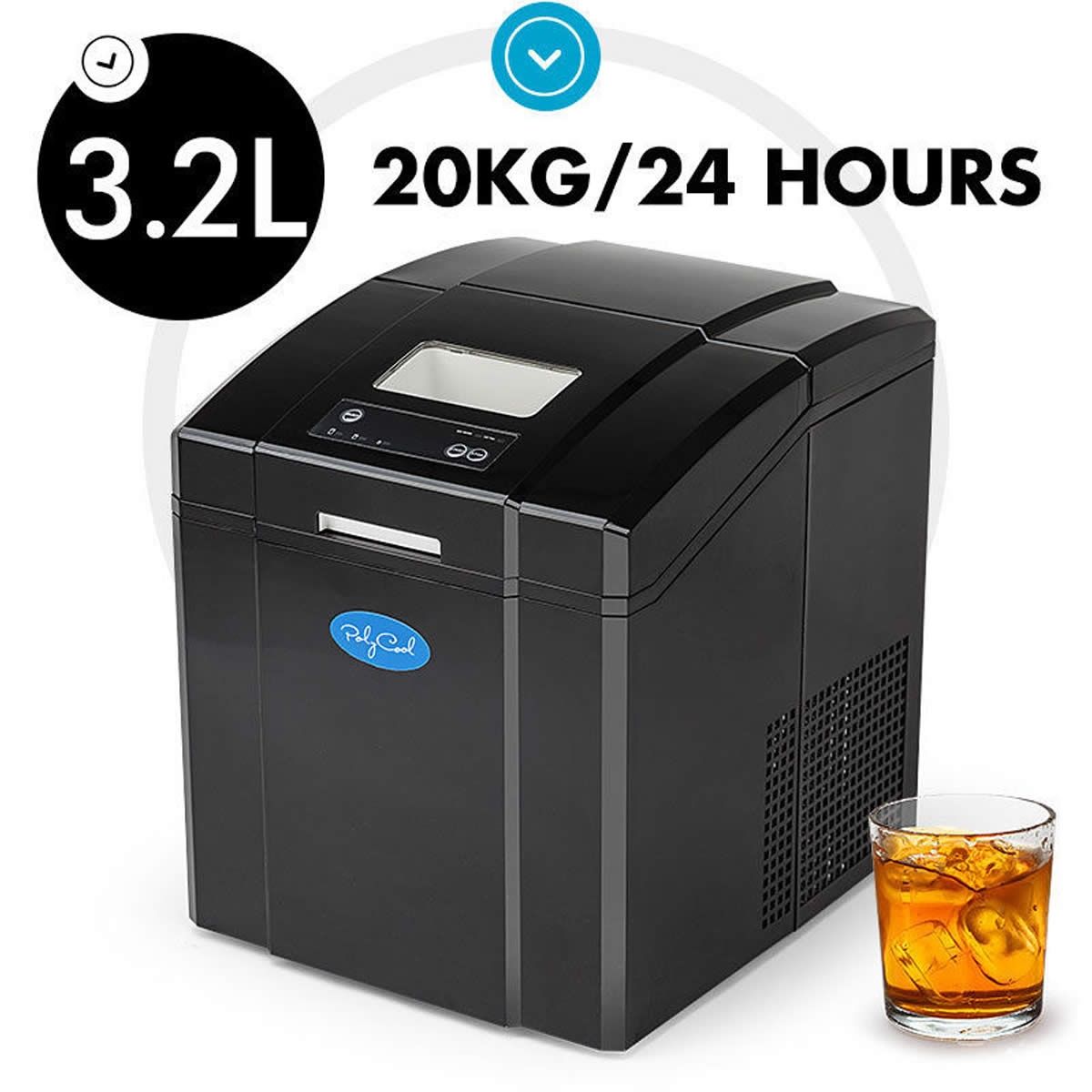 PolyCool Portable Ice Cube Maker 3.2L Black