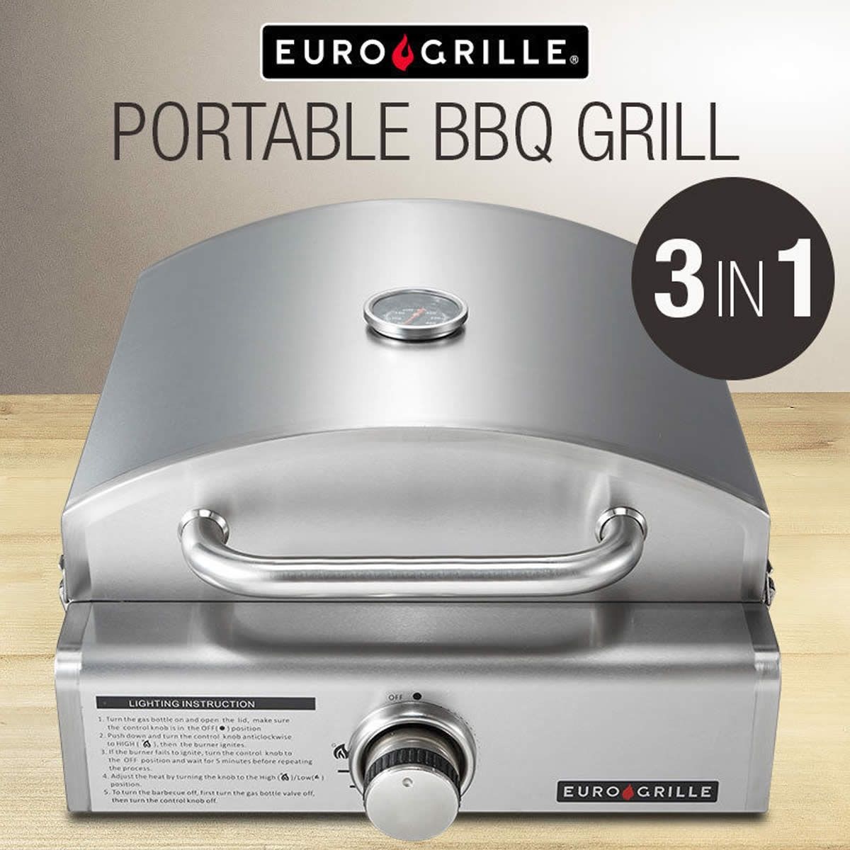 EuroGrille Portable 3 in 1 Pizza Oven