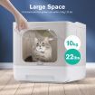 Cat Litter Box Enclosed Kitten Pet Toilet Training Kitty Enclosure Top Front Entry Removable Tray Large Furniture Scoop Collapsible Light Grey