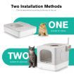 Cat Litter Box Enclosed Kitten Pet Toilet Training Kitty Enclosure Top Front Entry Removable Tray Large Furniture Scoop Collapsible Light Grey