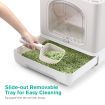 Cat Litter Box Enclosed Kitten Pet Toilet Training Kitty Enclosure Top Front Entry Removable Tray Large Furniture Scoop Collapsible Light Grey